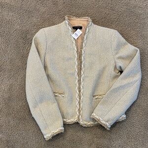 Ann Taylor Gold/Beige Herringbone Blazer
